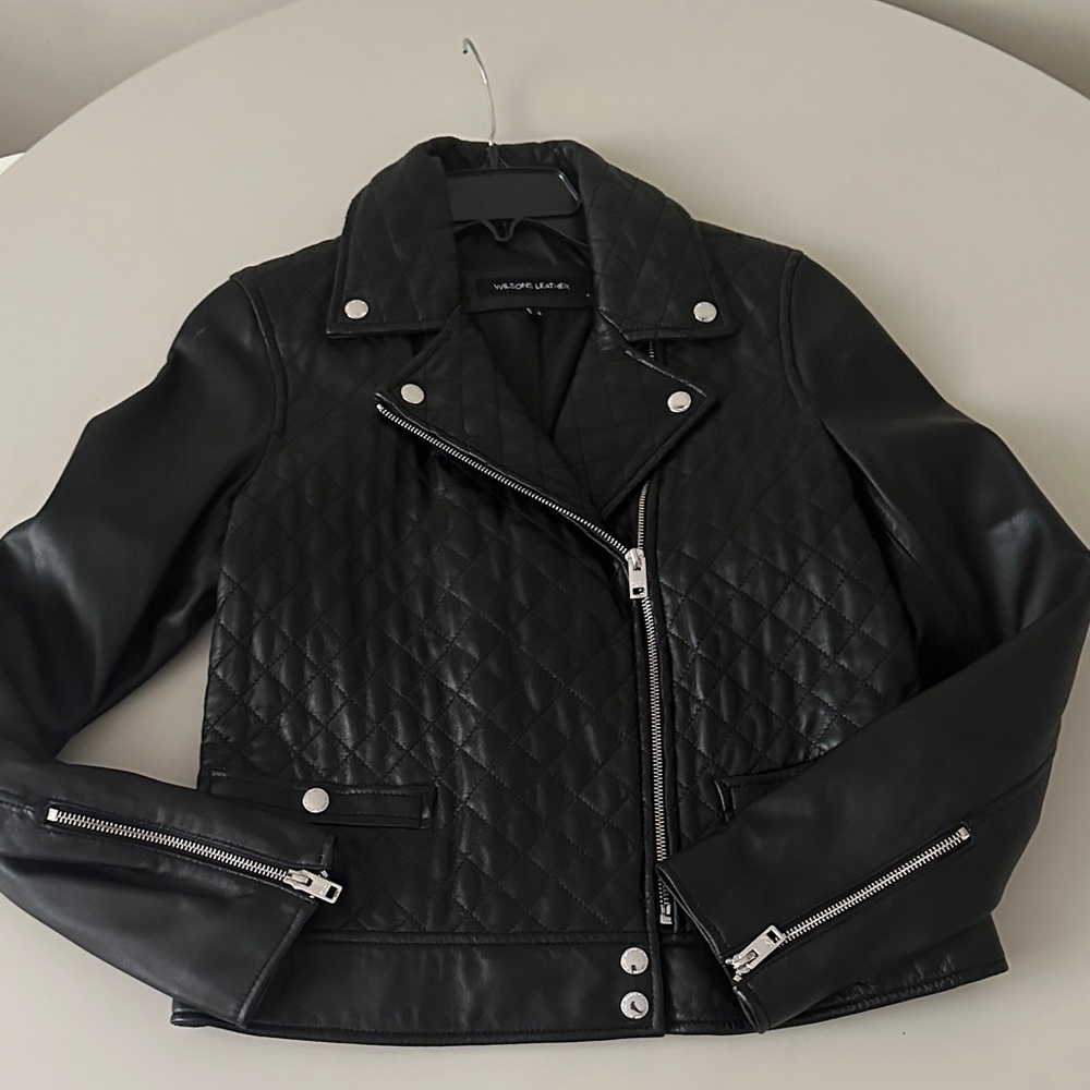 Wilsons Leather Black Quilted Biker Jacket